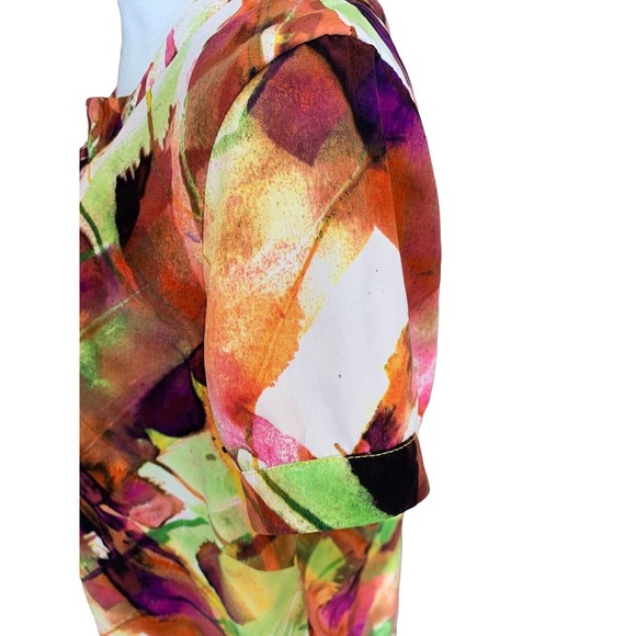 Marc New York Andrew Marc Dress Size 12 Multicolor Short Sleeve V-Neck - Picture 6 of 12